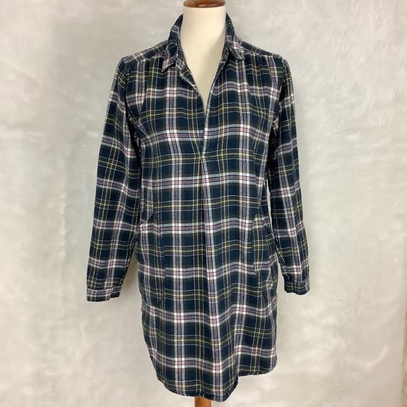 CP Shades Black Green Plaid Teton Flannel Tunic Shirt XS - Picture 1 of 10